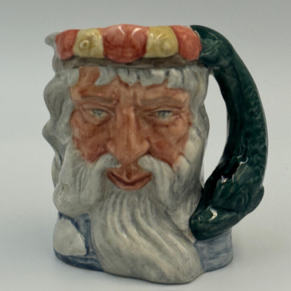 Royal Doulton Neptune D6552 Toby Jug Miniature Dolphin Handle 1960 England